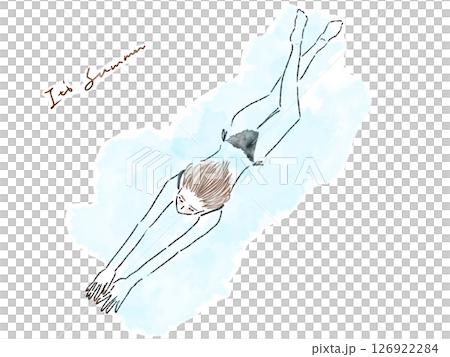 穿著泳衣游泳的女人 穿著泳衣游泳的女人 126922284