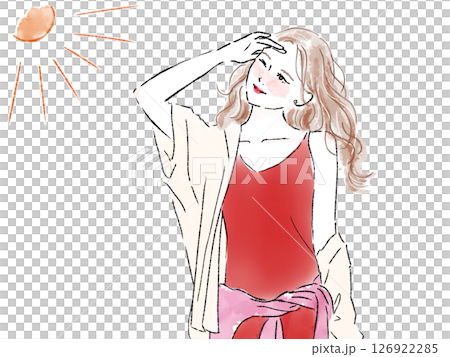 被陽光照得眼花撩亂的女子 126922285