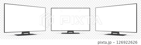 Realistic tv mockup. Blank television screen isolated on transparent background 126922626