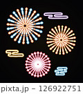 夏祭りをイメージ。ネオン菅のイラスト。花火。 126922751