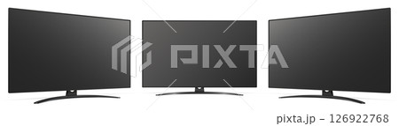 Realistic tv screen. TV mockup from angled views. Blank television template. Realistic tv screen. TV mockup from angled views. Blank television template. 126922768