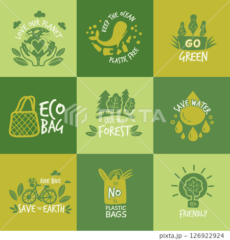 Ecology banners. save the earth conceptual badges templates set Ecology banners. save the earth conceptual badges templates set 126922924
