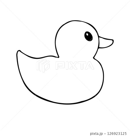 Vector hand drawn sketch outline bathing duck 126923125