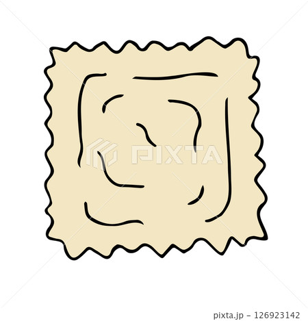 Vector hand drawn sketch doodle colored ravioli Vector hand drawn sketch doodle colored ravioli 126923142