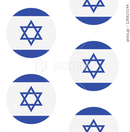 Vector seamless pattern of flat Israel flag circle 126923144