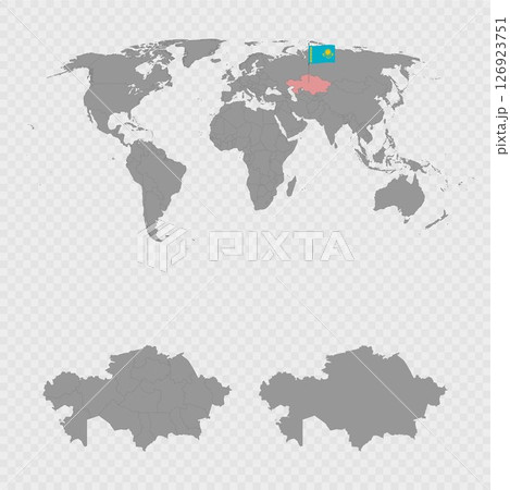 Kazakhstan Map Set with World Location. 126923751