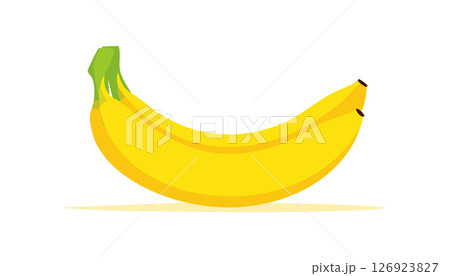 Stylized bananas in clean flat art style, grouped with smooth shadows on white background, ideal for fresh food concepts or tropical product labels. 126923827