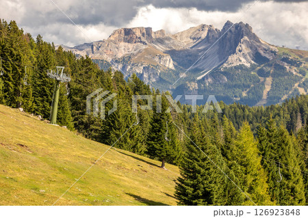 Dolomites Alpe di Siusi, Italy Al sole chair lift 126923848