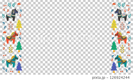 Dalarna horse floral background frame vector illustration 126924244