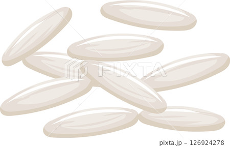Long white rice grains cascading against a bright white background, forming a visually striking composition perfect for food related projects and showcasing healthy ingredients 126924278