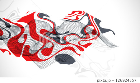 The abstract wave is made in a frame style. Template for science and technology presentation. Vector art. 126924557