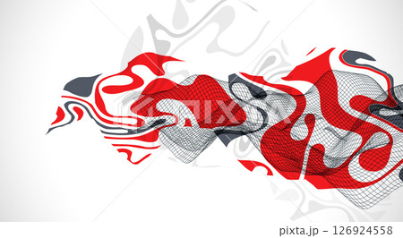 The abstract wave is made in a frame style. Template for science and technology presentation. Vector art. 126924558