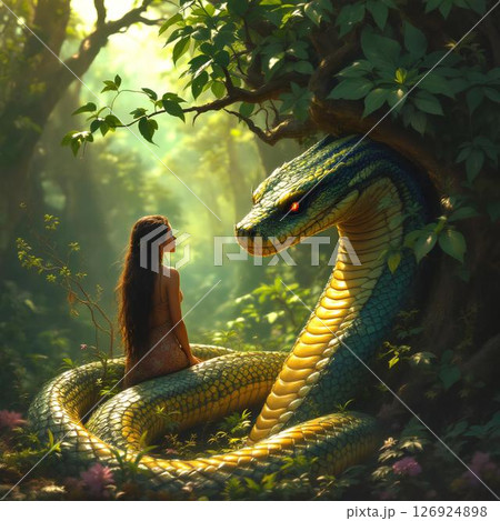 eve being deceived by the serpent 126924898