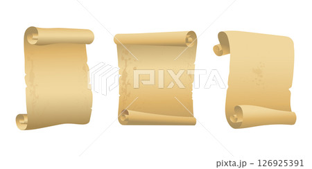 Parchment paper, scroll papyrus, empty frame, blank in cartoon style 126925391