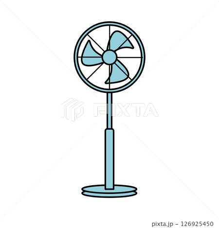 シンプルな線画のスタンド扇風機のベクターイラスト｜扇風機,スタンドファン,家電,夏 126925450
