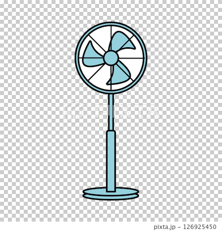 シンプルな線画のスタンド扇風機のベクターイラスト｜扇風機,スタンドファン,家電,夏 126925450