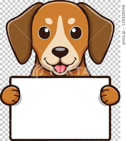 Dog holding a white notice paper illustration Dog holding a white notice paper illustration 126926046
