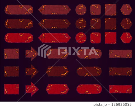 Lava stone buttons. Volcanic stone with magma...のイラスト素材 [126926053] - PIXTA