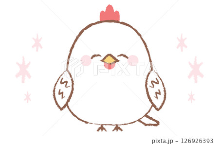 かわいい笑顔のニワトリの手描き風イラスト かわいい笑顔のニワトリの手描き風イラスト 126926393