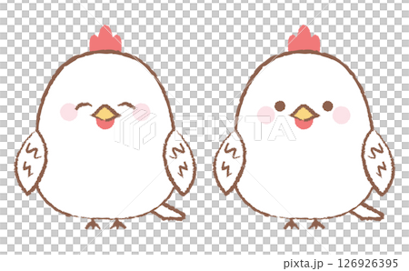 かわいいニワトリの手描き風イラストセット 126926395