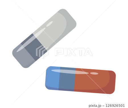 Stationery. Two erasers. Vector illustration Stationery. Two erasers. Vector illustration 126926501
