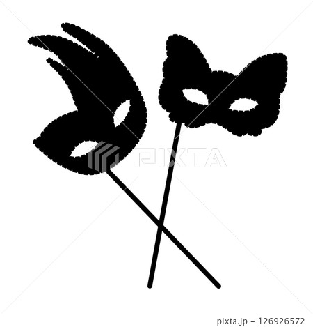 Two masquerade masks, black illustration Two masquerade masks, black illustration 126926572
