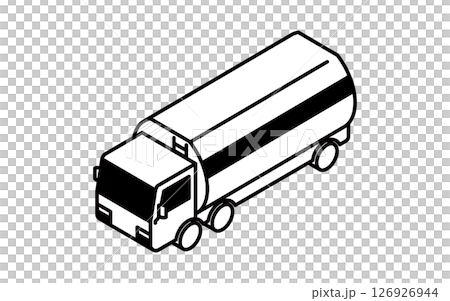 Vehicle icon, simple and cute isometric black and white line icon of a tanker truck Vehicle icon, simple and cute isometric black and white line icon of a tanker truck 126926944