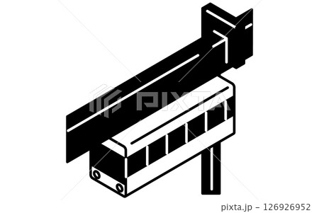 乗物アイコン、懸垂式モノレールのシンプルでかわいいアイソメトリックの白黒線画アイコン 乗物アイコン、懸垂式モノレールのシンプルでかわいいアイソメトリックの白黒線画アイコン 126926952