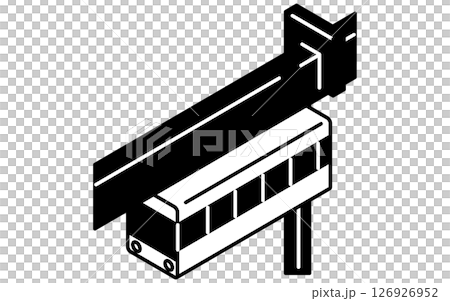 乗物アイコン、懸垂式モノレールのシンプルでかわいいアイソメトリックの白黒線画アイコン 乗物アイコン、懸垂式モノレールのシンプルでかわいいアイソメトリックの白黒線画アイコン 126926952