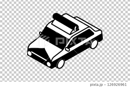 車輛圖標，日本警車的簡單可愛的等距黑白線圖標 126926961