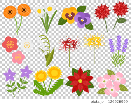 一組 13 個花圖標 126926999