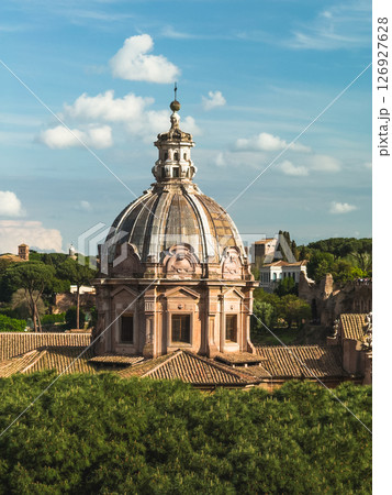 Historical Artistic Dome In The Cityscape Of Rome Historical Artistic Dome In The Cityscape Of Rome 126927628