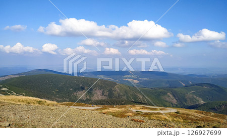 Panoramic view of snezka mountain and krkonose national park in czechia in august Panoramic view of snezka mountain and krkonose national park in czechia in august 126927699