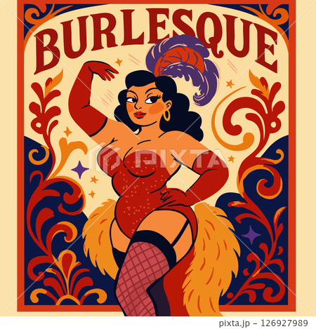 Burlesque. Vector vintage poster with lettering Burlesque. Vector vintage poster with lettering 126927989