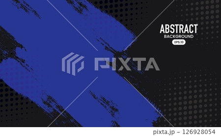 Abstract black and blue background with grunge and halftone texture background 126928054