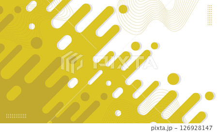 Yellow Rounded Lines Background with Abstract Dashes and Dots 126928147