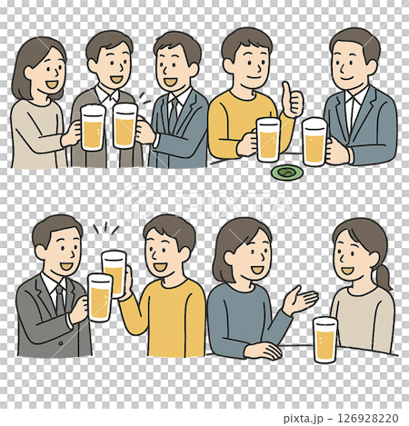 Drinking party and alcohol illustration material Drinking party and alcohol illustration material 126928220