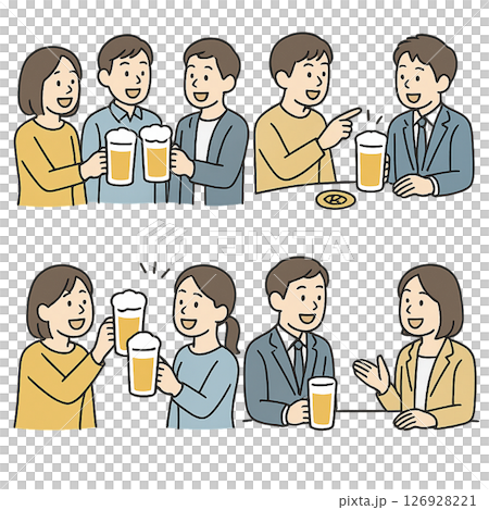 飲み会とお酒のイラスト素材 126928221