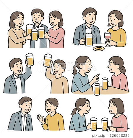 飲み会とお酒のイラスト素材 126928223