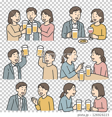 Drinking party and alcohol illustration material Drinking party and alcohol illustration material 126928223