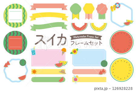パステル調スイカの夏フレームセット/販促・POP向け素材 パステル調スイカの夏フレームセット/販促・POP向け素材 126928228