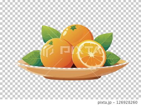 盤子裡的橘子和橘子的插圖 126928260