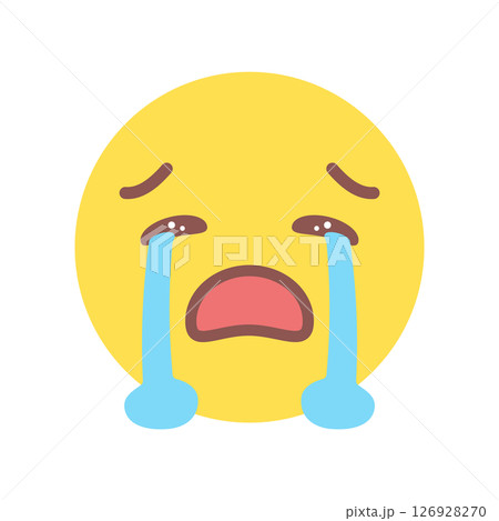 滝のような涙を流して大泣きする顔の絵文字 - 悲しい･号泣･ショック、感動･尊いなどの感情の素材 126928270