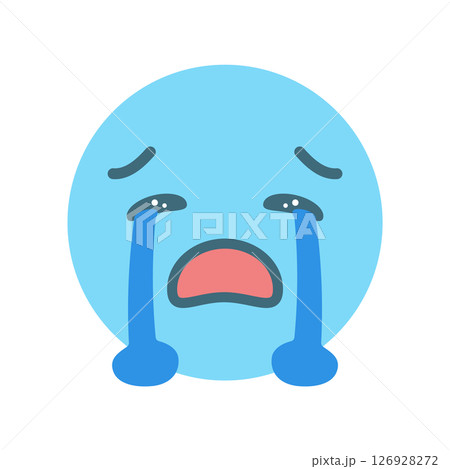 滝のような涙を流して大泣きする顔の絵文字 - 悲しい･号泣、つらい･ショックなどの感情の素材 126928272