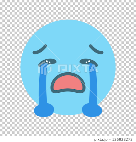 滝のような涙を流して大泣きする顔の絵文字 - 悲しい･号泣、つらい･ショックなどの感情の素材 126928272