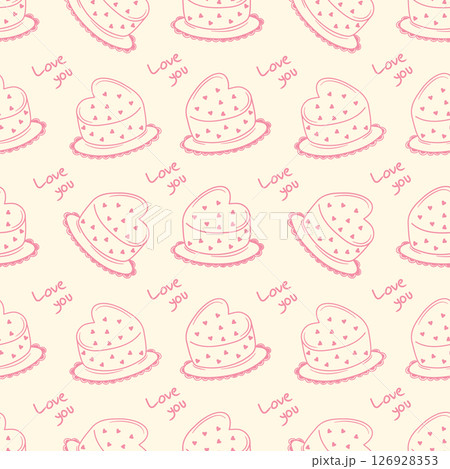 Seamless pattern heart shaped cake for wedding, valentine day, anniversary. 126928353