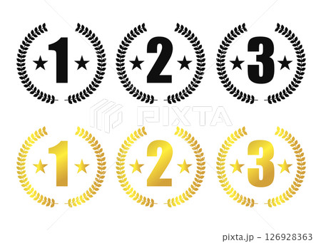 Rank first, second and thrid in the race. black and gold color illustration Rank first, second and thrid in the race. black and gold color illustration 126928363