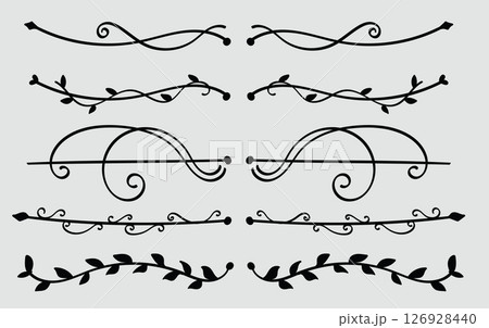 Hand drawn botanical vintage line divider set Hand drawn botanical vintage line divider set 126928440