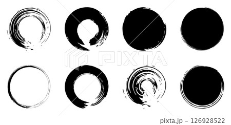 筆丸　黒　和風　手書き　ベクター　セット　丸　円 126928522