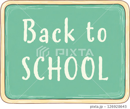 Back to school message on green chalkboard with wooden frame, teaching tool for classroom, education concept, learning element Back to school message on green chalkboard with wooden frame, teaching tool for classroom, education concept, learning element 126928643